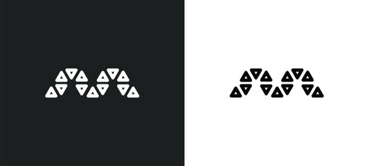 triangular shapes forming waves icon isolated in white and black colors. triangular shapes forming waves outline vector icon from geometry collection for web, mobile apps and ui.