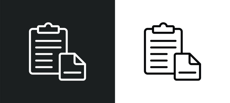 paste clipboard icon isolated in white and black colors. paste clipboard outline vector icon from geometry collection for web, mobile apps and ui.