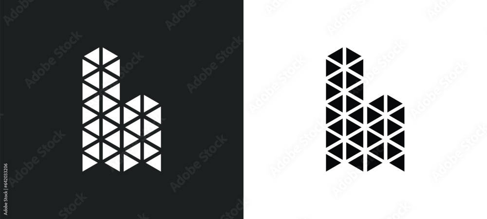 Aufkleber polygonal buildings of small triangles icon isolated in white and black colors. polygonal buildings 