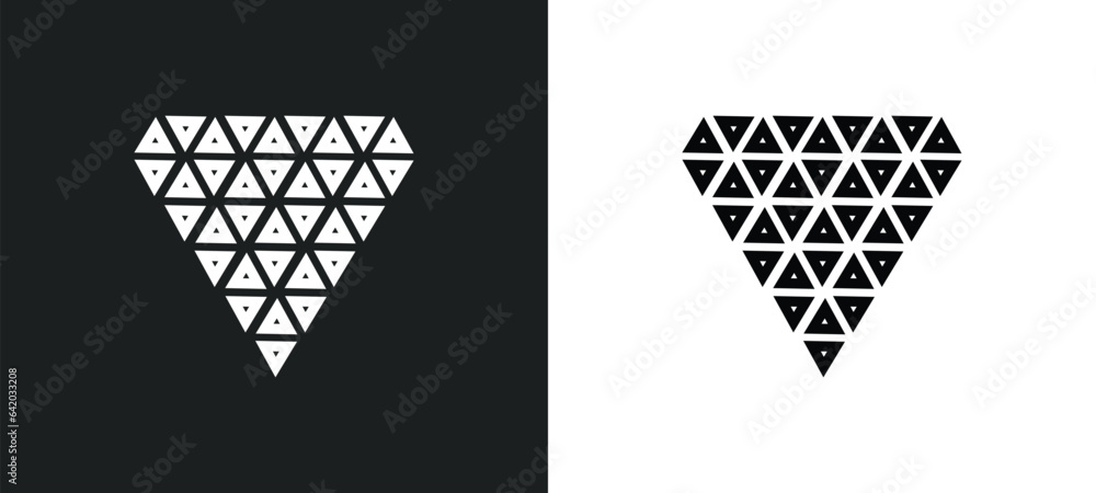 Aufkleber polygonal diamond shape of small triangles icon isolated in white and black colors. polygonal diamon