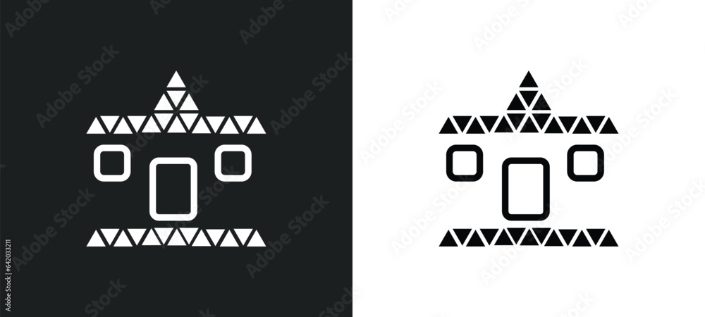 Poster polygonal house or home building icon isolated in white and black colors. polygonal house or home bu