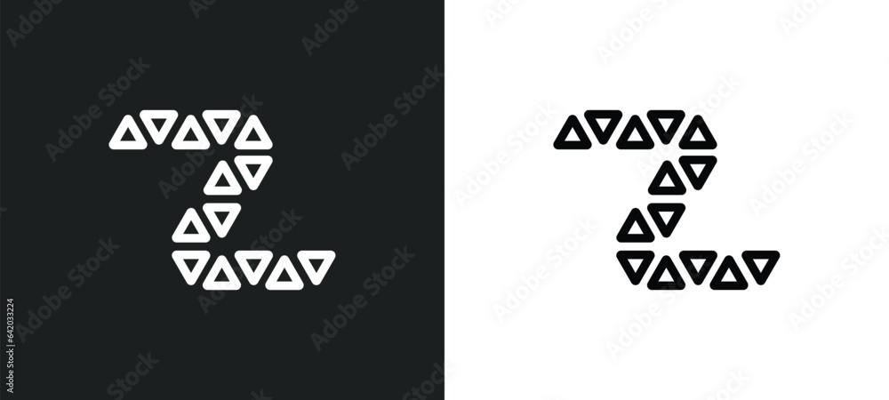 Poster polygonal letter z of small triangles icon isolated in white and black colors. polygonal letter z of