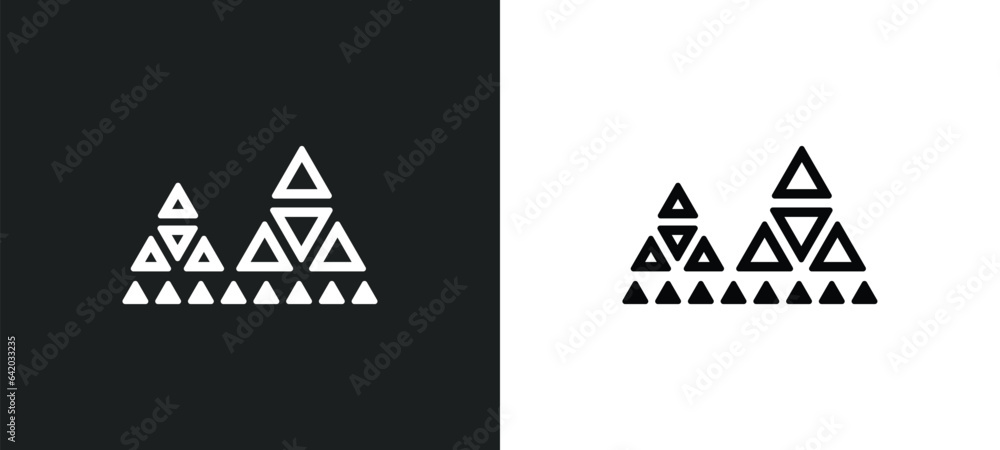 Poster polygonal mountains icon isolated in white and black colors. polygonal mountains outline vector icon