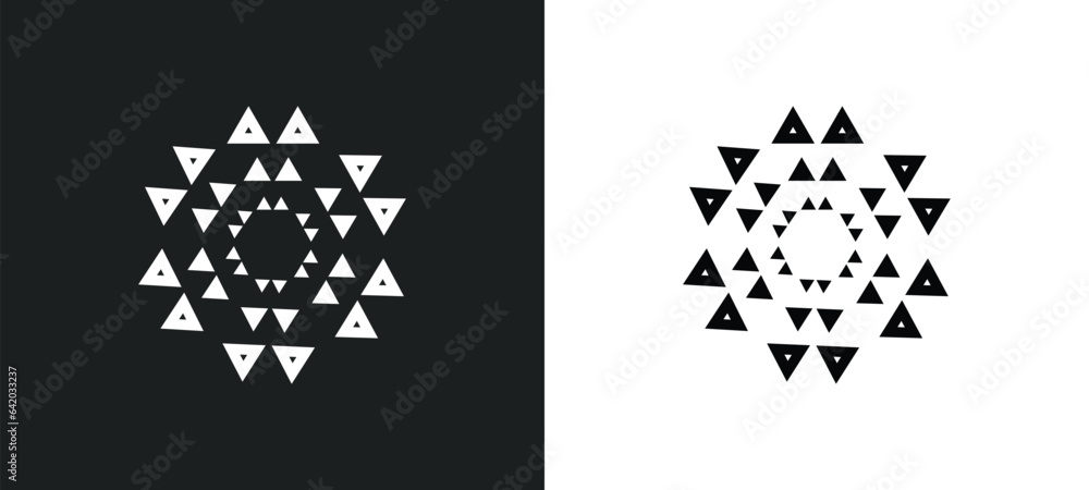 Aufkleber polygonal ornamental shape of triangles icon isolated in white and black colors. polygonal ornamenta