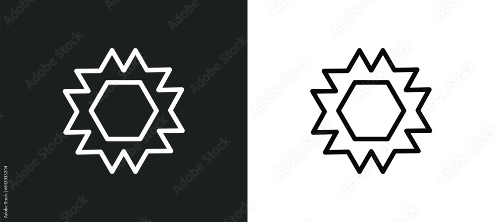Aufkleber polygonal ornament of hexagons and triangles icon isolated in white and black colors. polygonal orna