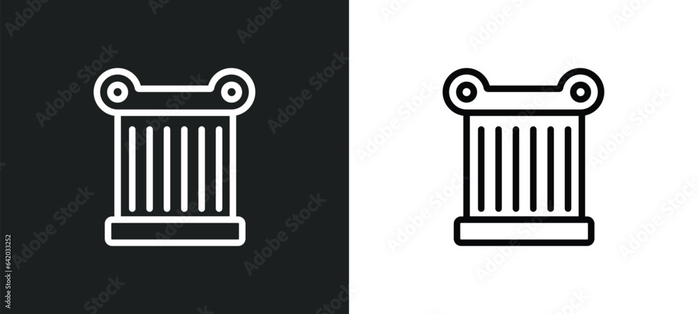 Poster jonic column icon isolated in white and black colors. jonic column outline vector icon from greece c