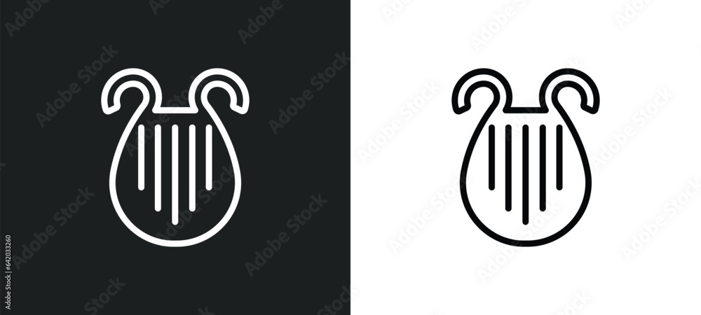 Poster lyre icon isolated in white and black colors. lyre outline vector icon from greece collection for we