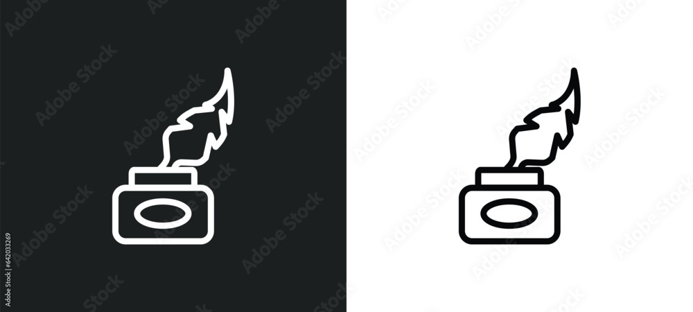 Aufkleber ink and quill icon isolated in white and black colors. ink and quill outline vector icon from greece