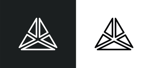 polygonal pyramid of triangles icon isolated in white and black colors. polygonal pyramid of triangles outline vector icon from geometry collection for web, mobile apps and ui.