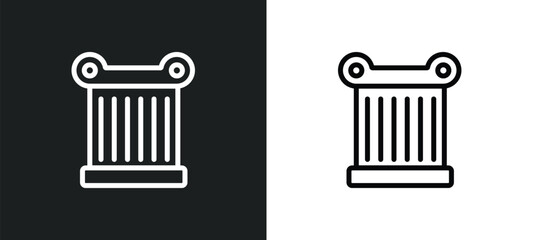 jonic column icon isolated in white and black colors. jonic column outline vector icon from greece collection for web, mobile apps and ui.