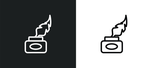 ink and quill icon isolated in white and black colors. ink and quill outline vector icon from greece collection for web, mobile apps ui.