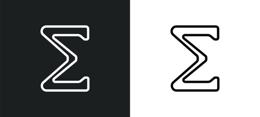 sigma icon isolated in white and black colors. sigma outline vector icon from greece collection for web, mobile apps and ui. - obrazy, fototapety, plakaty