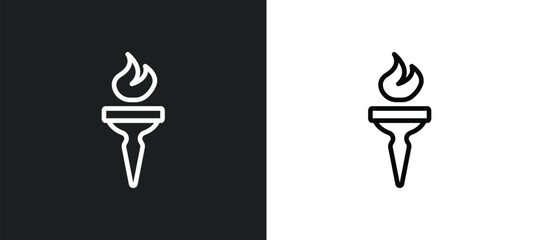 sports torch icon isolated in white and black colors. sports torch outline vector icon from greece collection for web, mobile apps and ui.