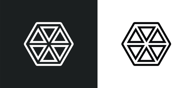 polygonal hexagonal icon isolated in white and black colors. polygonal hexagonal outline vector icon from geometry collection for web, mobile apps and ui.