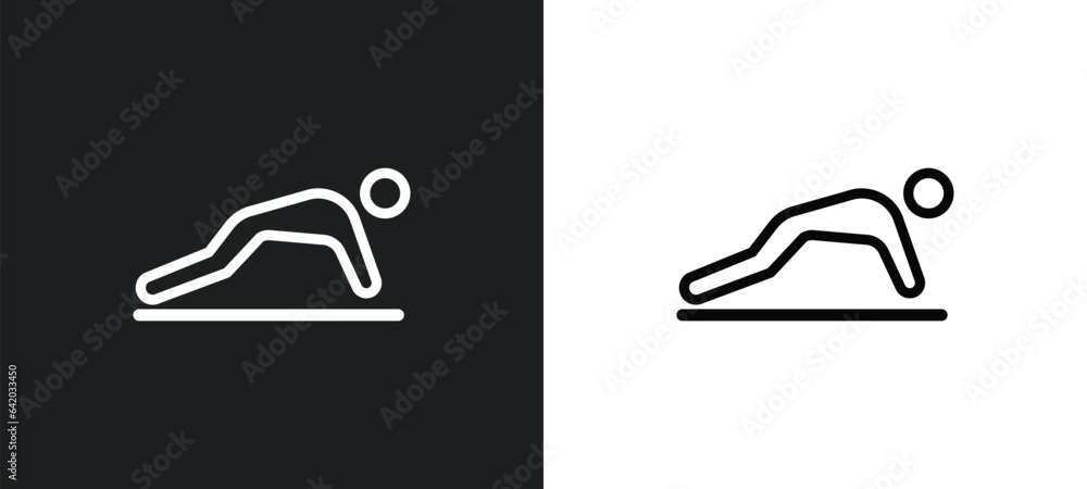 Poster pushups exercises icon isolated in white and black colors. pushups exercises outline vector icon fro