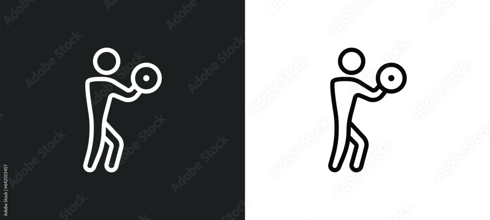 Poster dumbbells exercise icon isolated in white and black colors. dumbbells exercise outline vector icon f