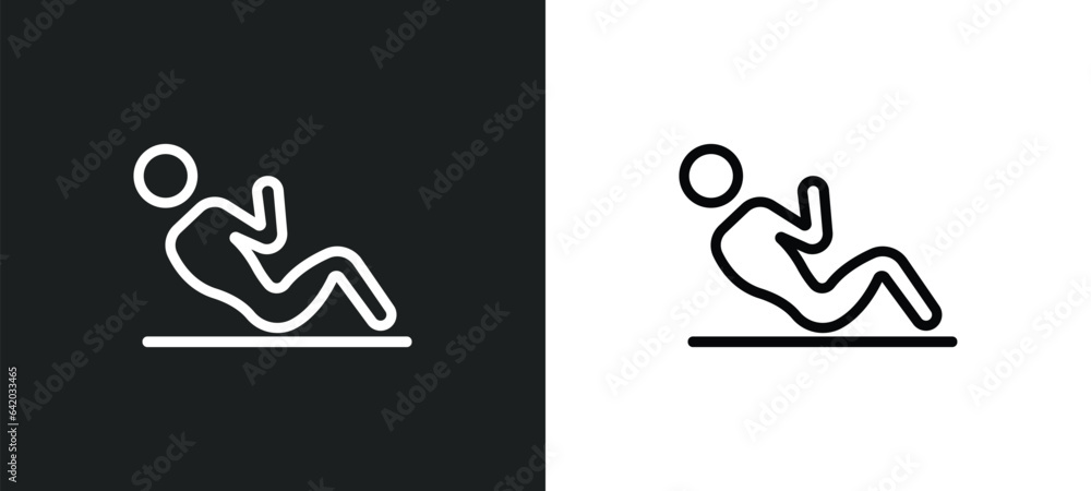 Poster abdominal exercises icon isolated in white and black colors. abdominal exercises outline vector icon