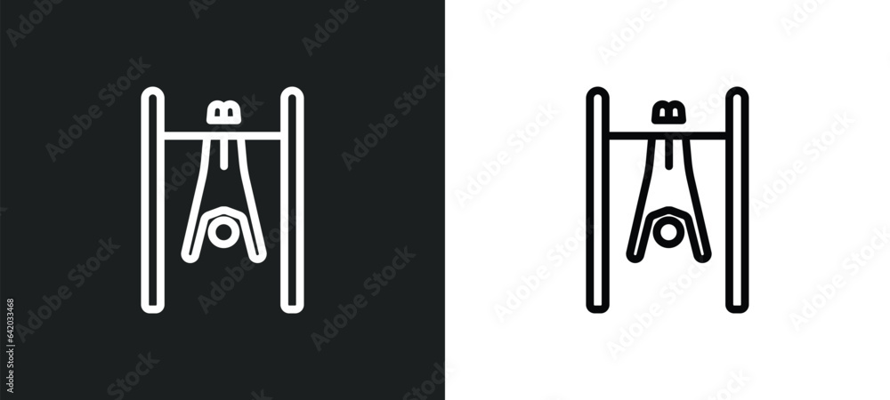 Poster exercise hang bar icon isolated in white and black colors. exercise hang bar outline vector icon fro