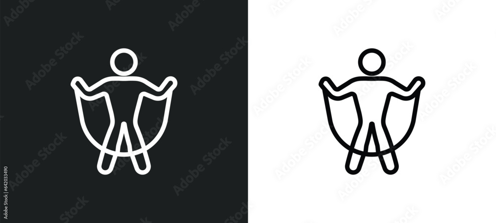 Poster skip rope icon isolated in white and black colors. skip rope outline vector icon from gym and fitnes