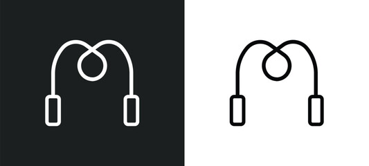 skipping rope icon isolated in white and black colors. skipping rope outline vector icon from gym and fitness collection for web, mobile apps and ui. - obrazy, fototapety, plakaty