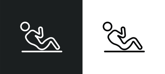 abdominal exercises icon isolated in white and black colors. abdominal exercises outline vector icon from gym and fitness collection for web, mobile apps and ui.