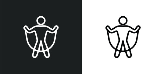 skip rope icon isolated in white and black colors. skip rope outline vector icon from gym and fitness collection for web, mobile apps and ui.