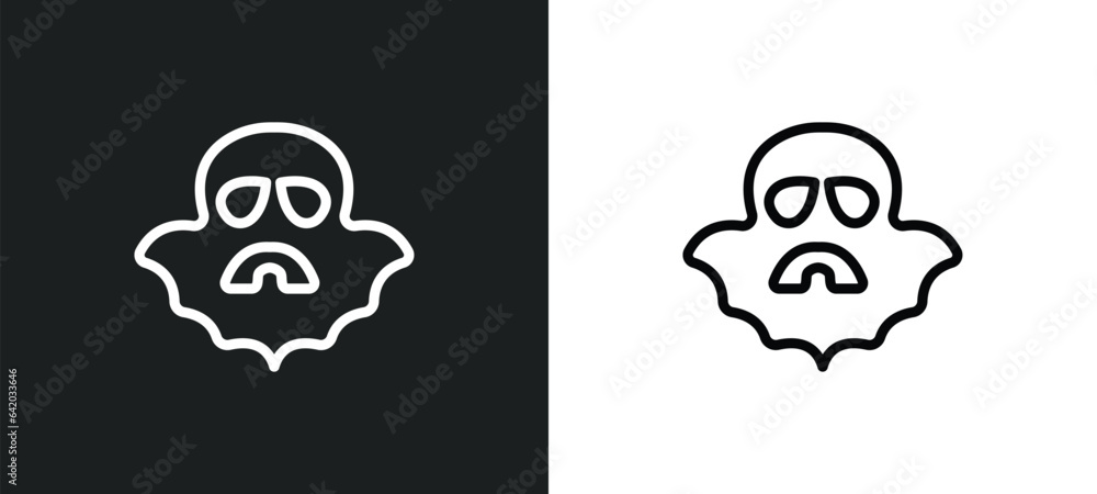 Poster ghosts icon isolated in white and black colors. ghosts outline vector icon from halloween collection