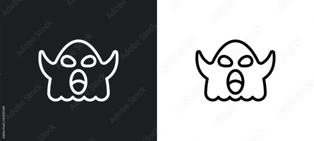 Poster boo icon isolated in white and black colors. boo outline vector icon from halloween collection for w