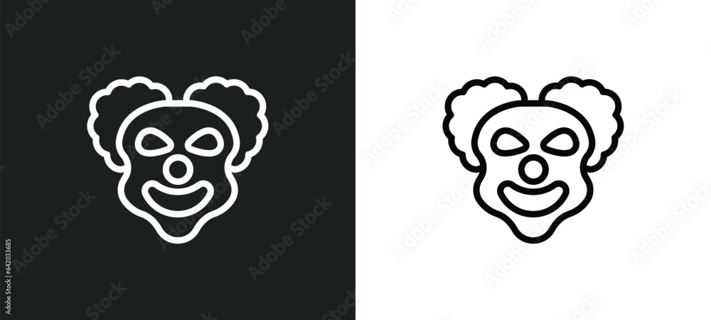 Poster clown smile icon isolated in white and black colors. clown smile outline vector icon from halloween 
