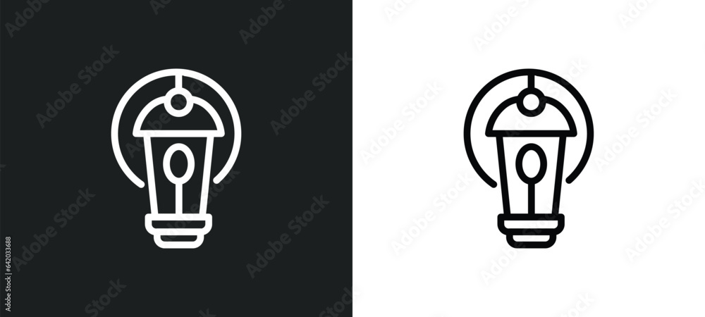 Poster lanterns icon isolated in white and black colors. lanterns outline vector icon from halloween collec
