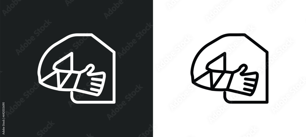 Poster sling icon isolated in white and black colors. sling outline vector icon from hands and gestures col