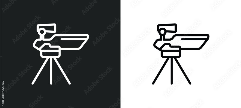 Poster big camera icon isolated in white and black colors. big camera outline vector icon from hardware col