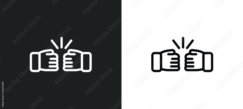 Aufkleber bump icon isolated in white and black colors. bump outline vector icon from hands and gestures colle