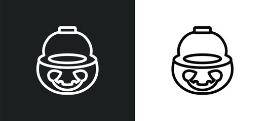 pumpkin basket icon isolated in white and black colors. pumpkin basket outline vector icon from halloween collection for web, mobile apps and ui.