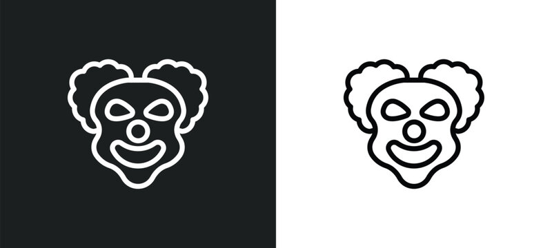 clown smile icon isolated in white and black colors. clown smile outline vector icon from halloween collection for web, mobile apps and ui.