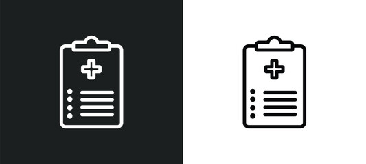 medical checklist icon isolated in white and black colors. medical checklist outline vector icon from health and medical collection for web, mobile apps and ui. - obrazy, fototapety, plakaty