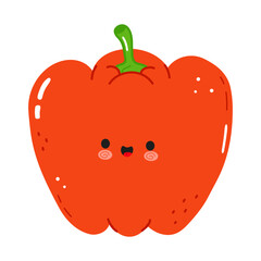 Red bell pepper character. Vector hand drawn cartoon kawaii character illustration icon. Isolated on white background. Red bell pepper character concept