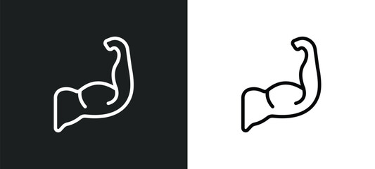 muscle icon isolated in white and black colors. muscle outline vector icon from health collection for web, mobile apps and ui.