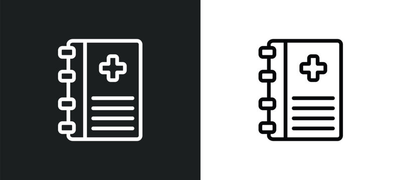medical book icon isolated in white and black colors. medical book outline vector icon from health and medical collection for web, mobile apps and ui.