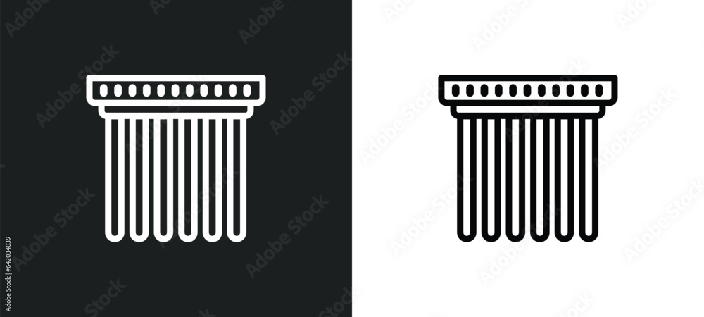 Poster pillars icon isolated in white and black colors. pillars outline vector icon from history collection