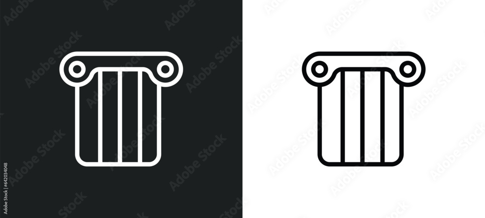 Poster column icon isolated in white and black colors. column outline vector icon from history collection f