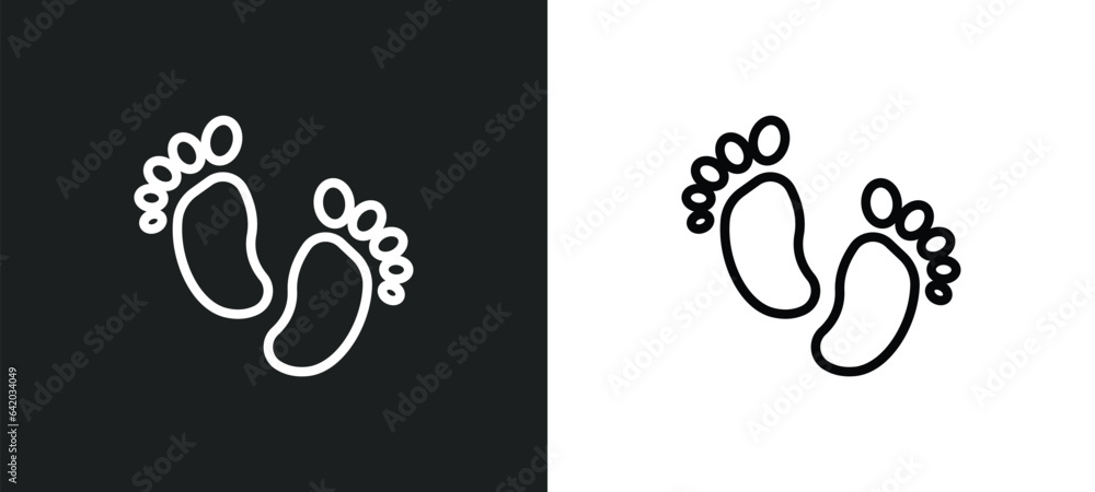 Poster foot print icon isolated in white and black colors. foot print outline vector icon from history coll