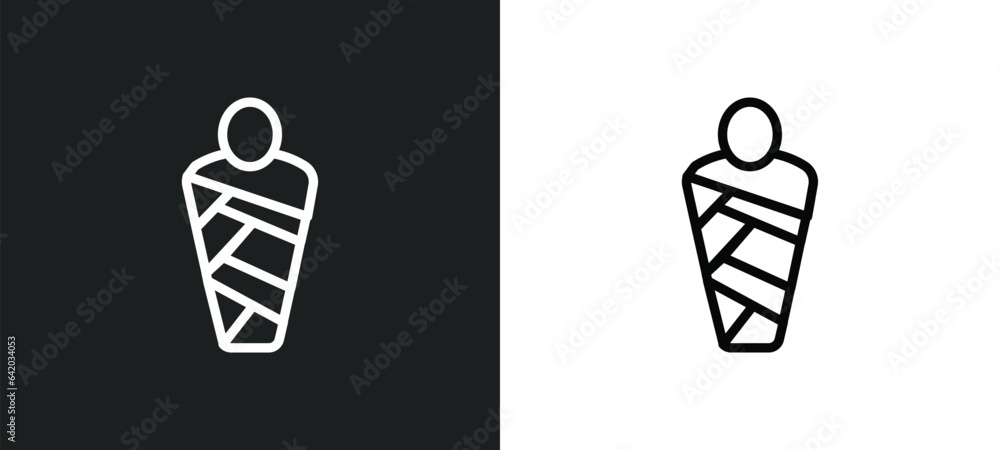 Poster mummy icon isolated in white and black colors. mummy outline vector icon from history collection for