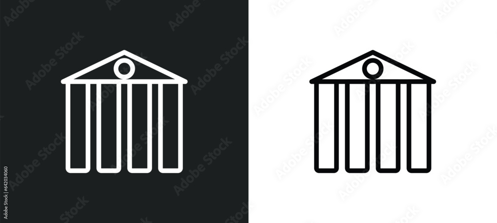 Poster columns icon isolated in white and black colors. columns outline vector icon from history collection