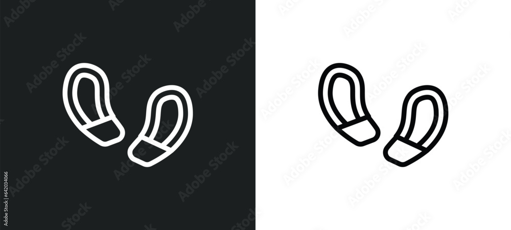 Poster footprint icon isolated in white and black colors. footprint outline vector icon from history collec