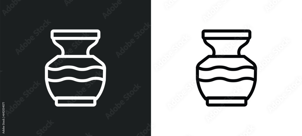 Poster ancient jar icon isolated in white and black colors. ancient jar outline vector icon from history co