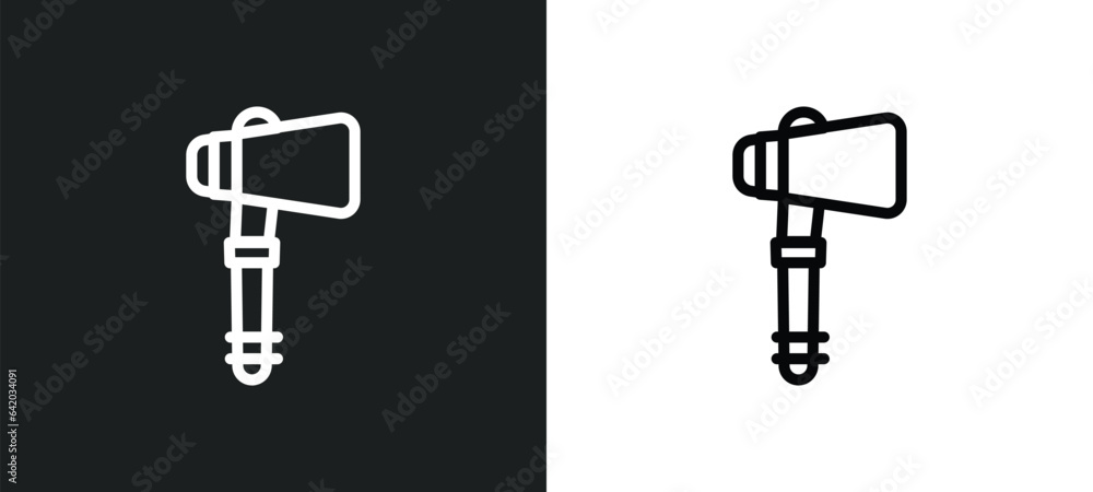 Poster ancient weapon icon isolated in white and black colors. ancient weapon outline vector icon from hist