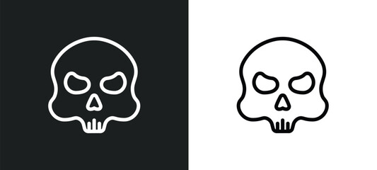 skull icon isolated in white and black colors. skull outline vector icon from history collection for web, mobile apps and ui.