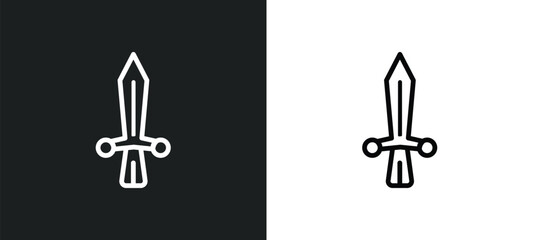 sword icon isolated in white and black colors. sword outline vector icon from history collection for web, mobile apps and ui.