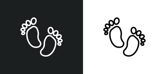 foot print icon isolated in white and black colors. foot print outline vector icon from history collection for web, mobile apps and ui. - obrazy, fototapety, plakaty